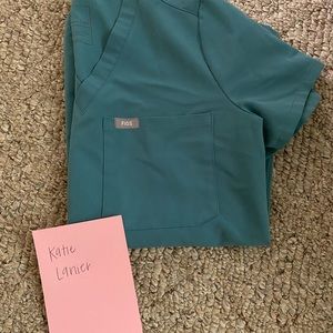 Womens FIG scrub top. One pocket. Worn once. Size XXS. Hydrogreen!